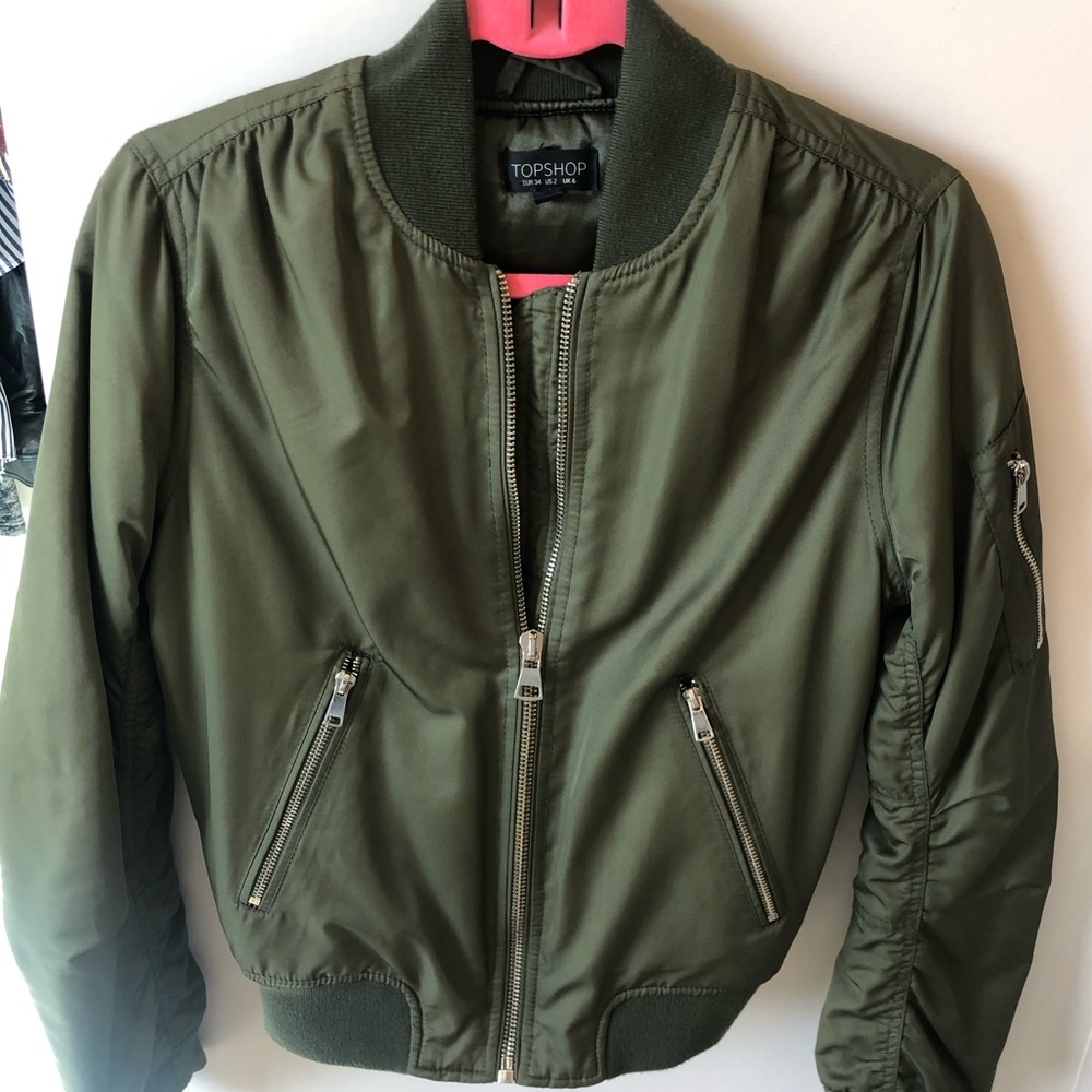 Topshop army green bomber jacket